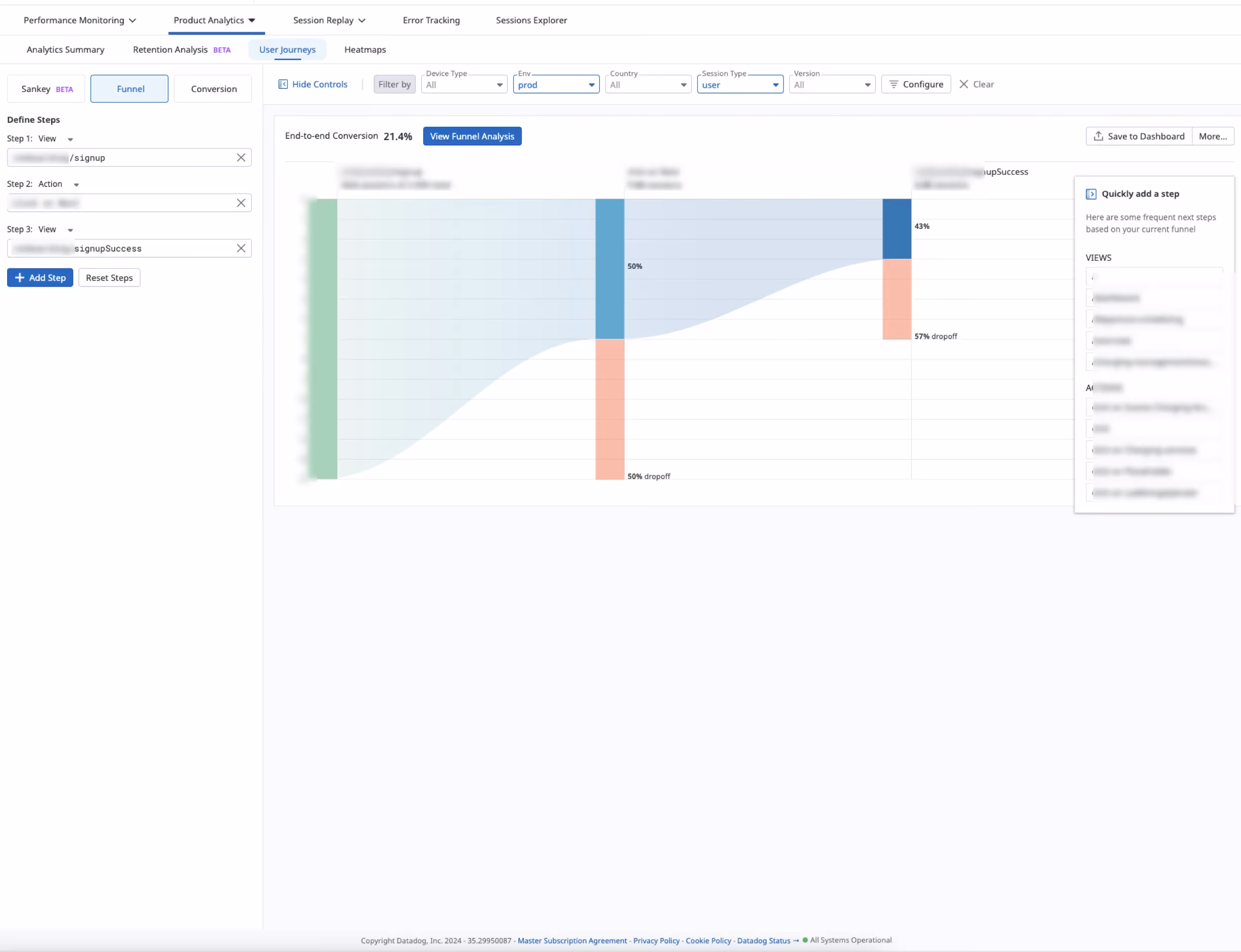 Funnel analysis of signup flow